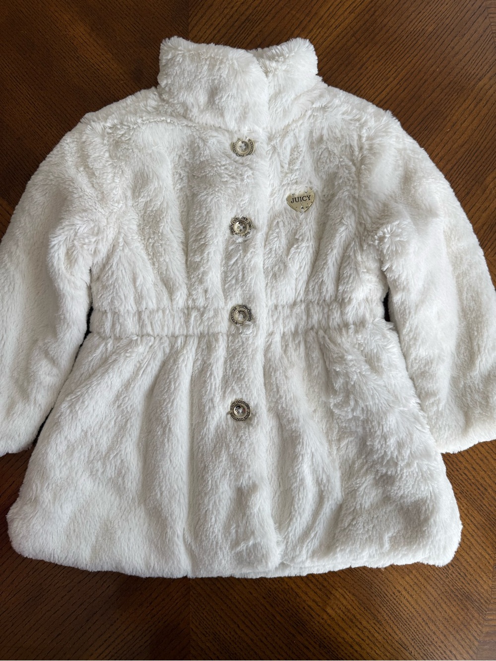Juicy Couture Girls' Cream Faux-Fur Pea Coat
